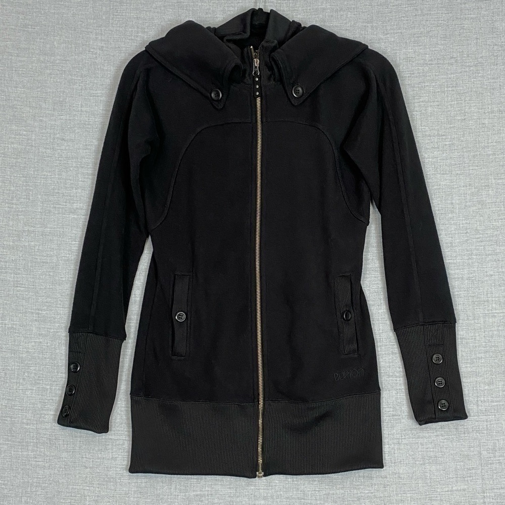 Burton Dryride Ho Chi Minh Sweater Jacket Hooded Black Sz XS High Collar Soft